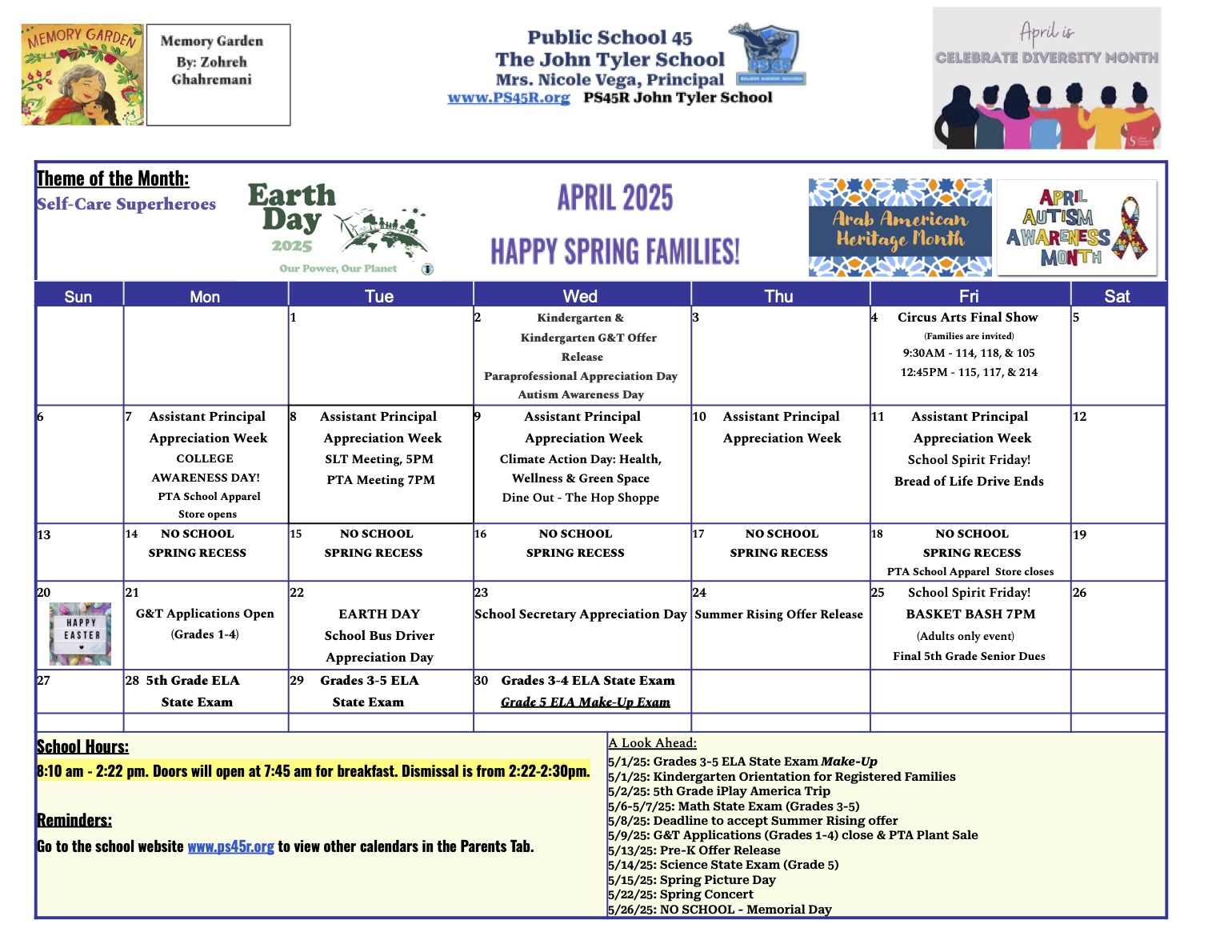 monthly calendar, click for pdf version